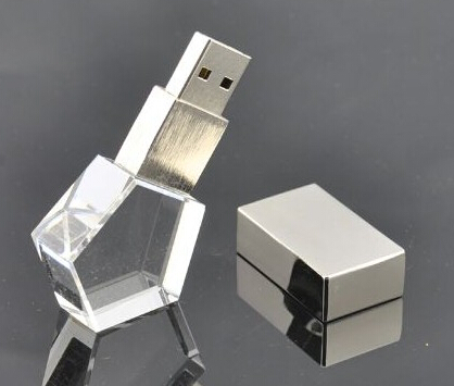 五角水晶U盘,会发光的水晶U盘!